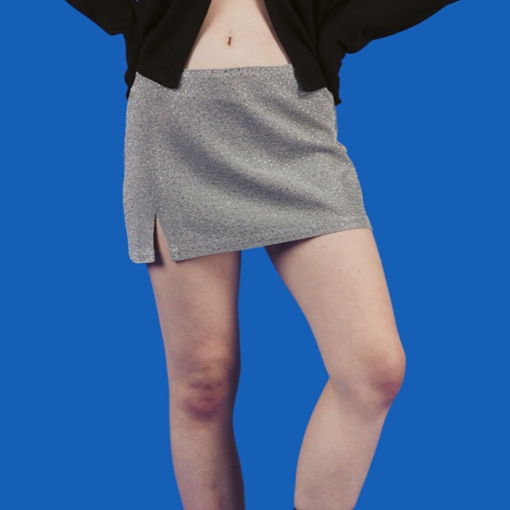 Silver mini skirt
